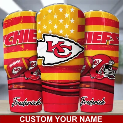 Kansas City Chiefs Stars and Stripes Personalized Tumbler