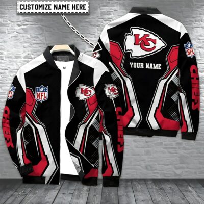 Kansas City Chiefs Striking Red and Black Personalized Bomber Jacket