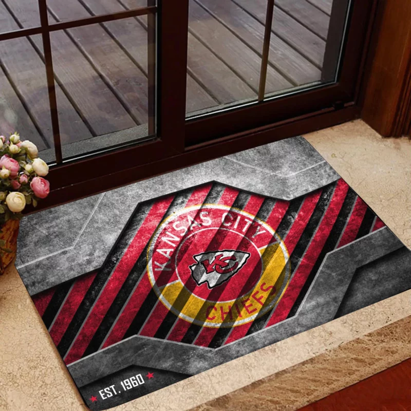 Kansas City Chiefs Striped Shield Est 1960 Door Mat