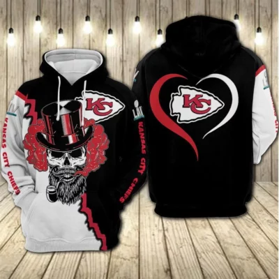 Kansas City Chiefs Top Hat Skull 3D Hoodie