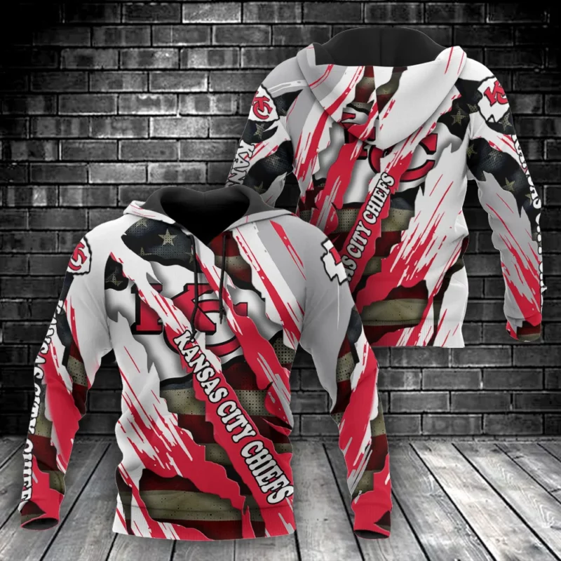 Kansas City Chiefs Torn Camo 3D Hoodie