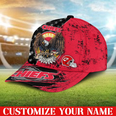 Patriotic Eagle Kansas City Chiefs Personalized Baseball Cap right side