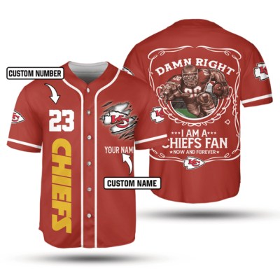 Personalized Kansas City Chiefs Fierce Fan Baseball Jersey