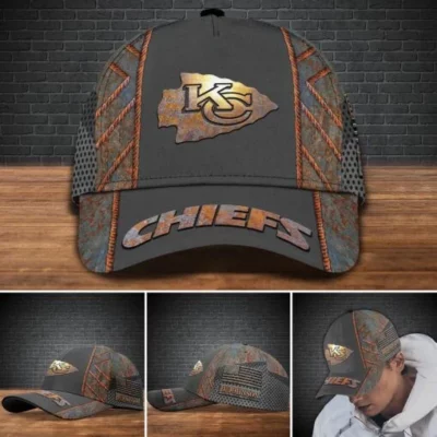Rustic Shield Kansas City Chiefs Personalized Baseball Cap
