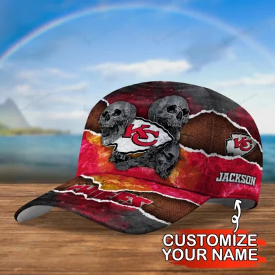 Skull Claw Kansas City Chiefs Personalized Baseball Cap