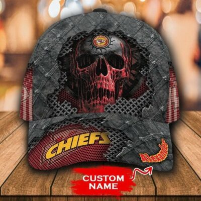 Skull Warrior Kansas City Chiefs Custom Baseball Cap