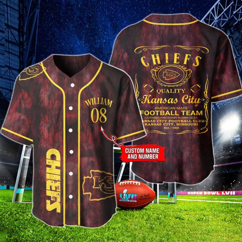 Kansas City Chiefs Vintage Custom Baseball Jersey