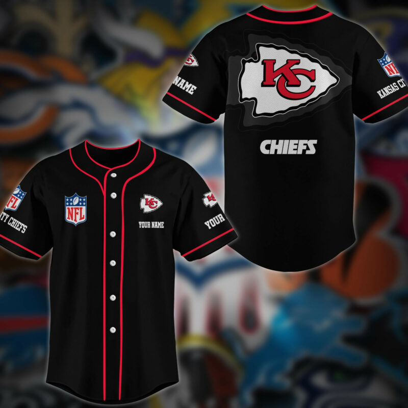 Kansas City Chiefs Blackout Custom Baseball Jersey