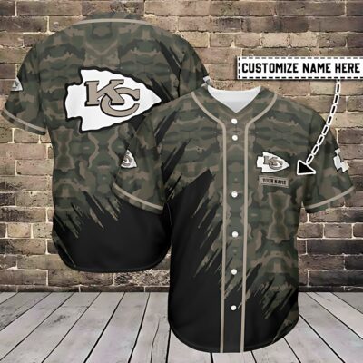 Kansas City Chiefs Camo Custom Baseball Jersey