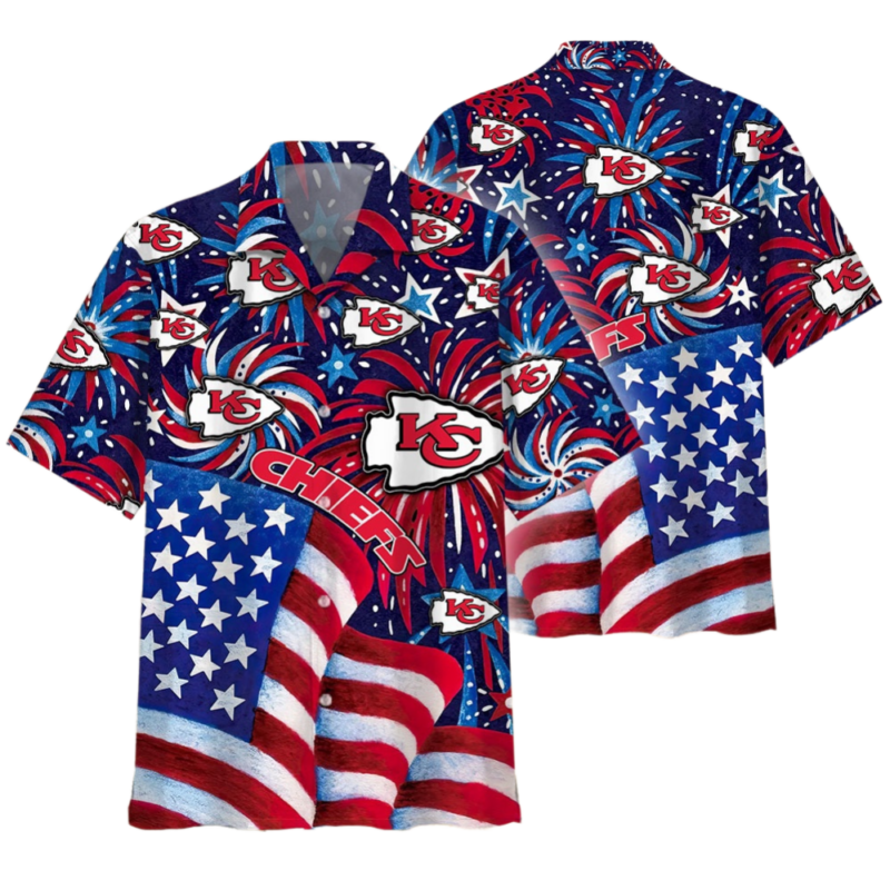 Kansas City Chiefs Fireworks Celebration Hawaiian Shirt