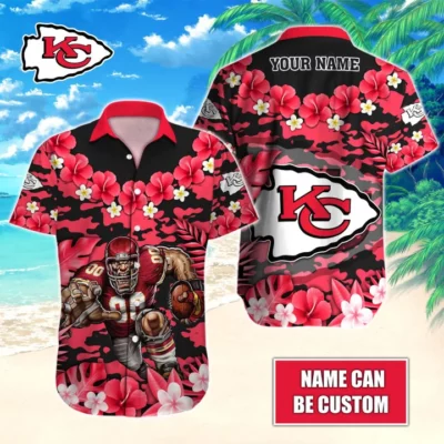 Kansas City Chiefs Floral Fury Custom Name Hawaiian Shirt