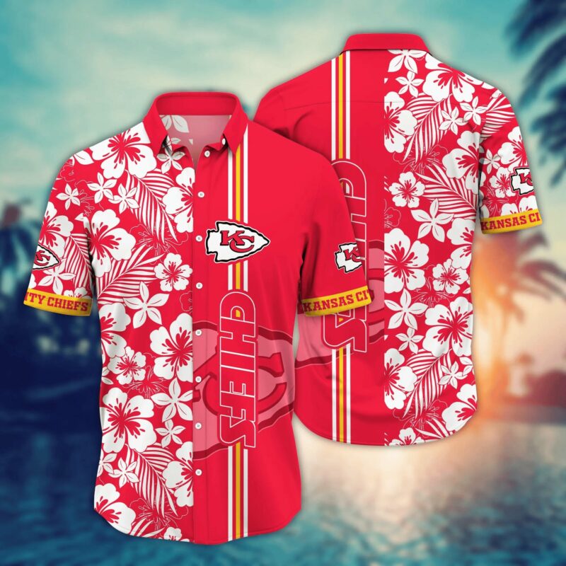 Kansas City Chiefs Red Hibiscus White Flowers Hawaiian Shirt