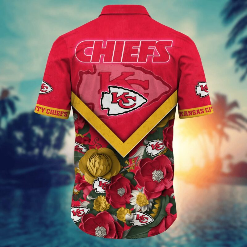 Kansas City Chiefs Scarlet Bloom Hawaiian Shirt back