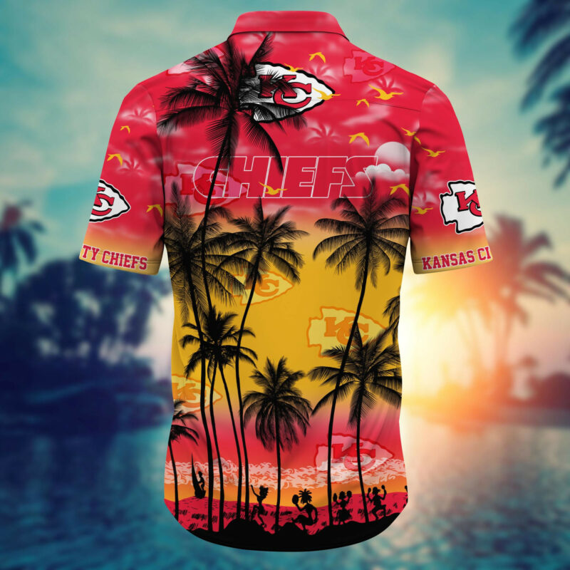 Kansas City Chiefs Sunset Glow Hawaiian Shirt back side