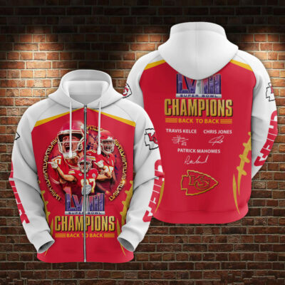 Kansas City Chiefs Super Bowl Champions 3D Zip Hoodie