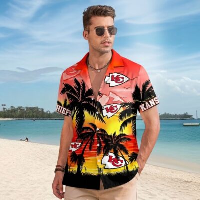 Kansas City Chiefs Tropical Sunset Hawaiian Shirt Mockup Man