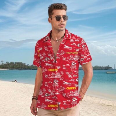 Personalized Kansas City Chiefs Classic Island Hawaiian Shirt Men Mockup