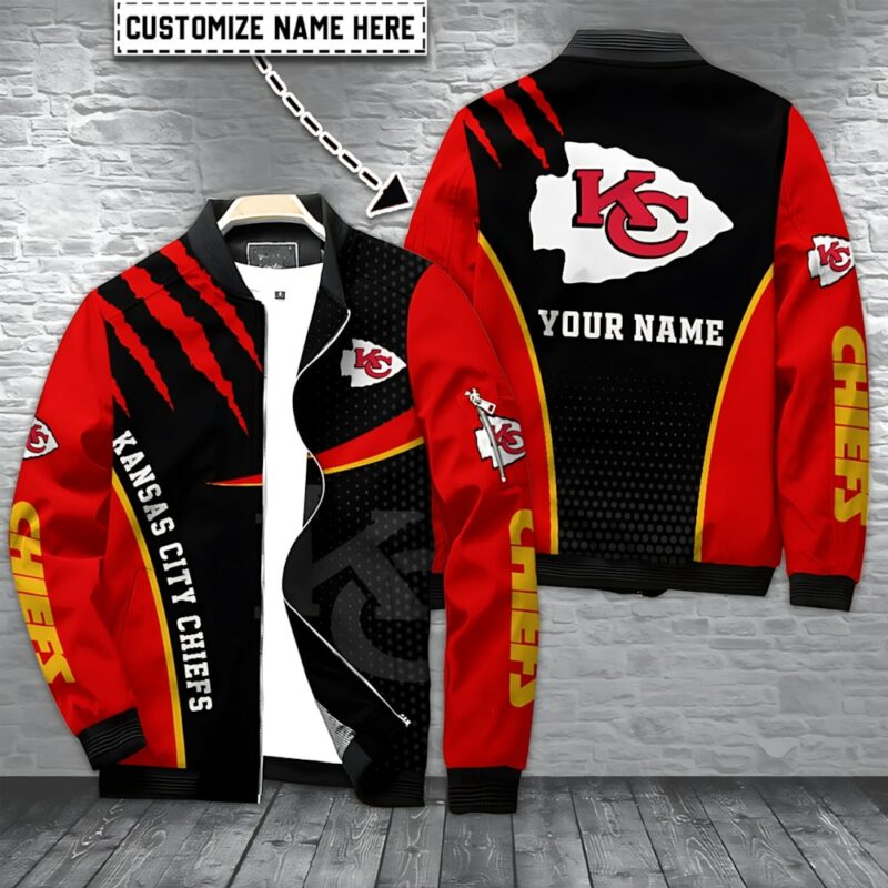 Personalized Kansas City Chiefs Claw Streak Bomber Jacket