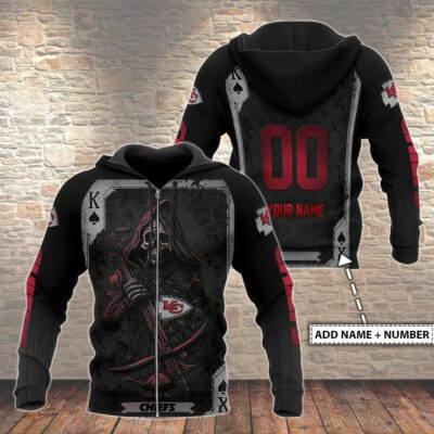 Personalized Kansas City Chiefs Grim Reaper Ace 3D Zip Hoodie