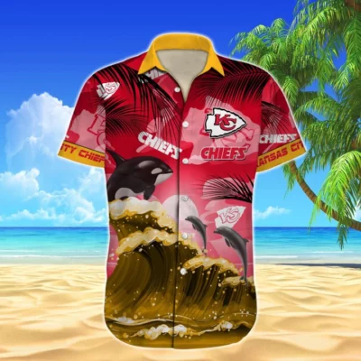 Personalized Kansas City Chiefs Ocean Wave Hawaiian Shirt front