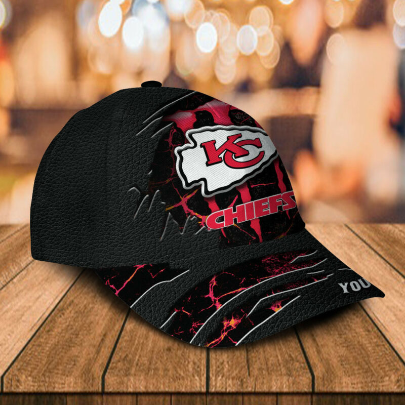 Personalized Kansas City Chiefs Savage Scratch Baseball Cap right side