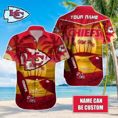 Personalized Kansas City Chiefs Sunset Surf Hawaiian Shirt