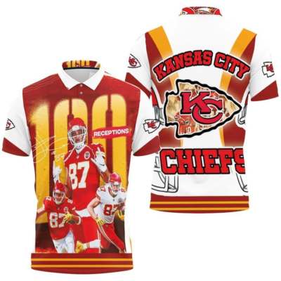 Kansas City Chiefs 100 Receptions Milestone 3D Polo Shirt