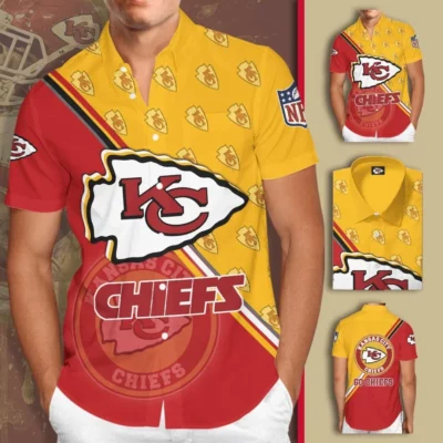 Kansas City Chiefs Bold Shield Hawaiian Shirt