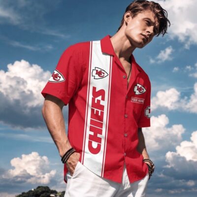 Kansas City Chiefs Classic Stripe Red White Hawaiian Shirt Mockup