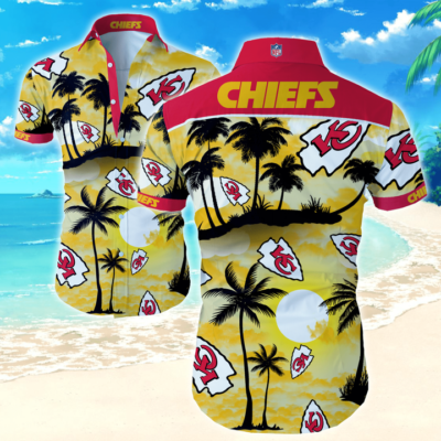 Kansas City Chiefs Palm Logo Sunset Hawaiian Shirt