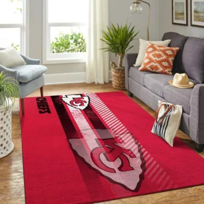 Kansas City Chiefs Striped Velocity Red Area Rug