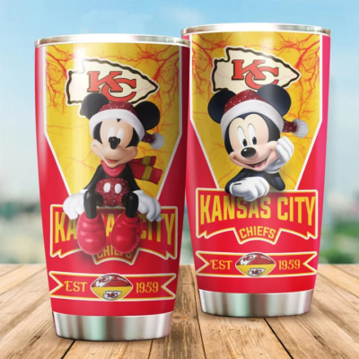 Mickey Christmas Kansas City Chiefs Tumbler