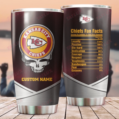 Personalized Kansas City Chiefs Fan Facts Suprt Bowl Grateful Dead Skull Tumbler