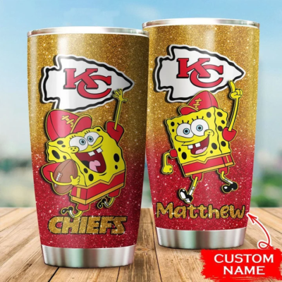 Personalized Kansas City Chiefs Spongebob Squarepants Tumbler