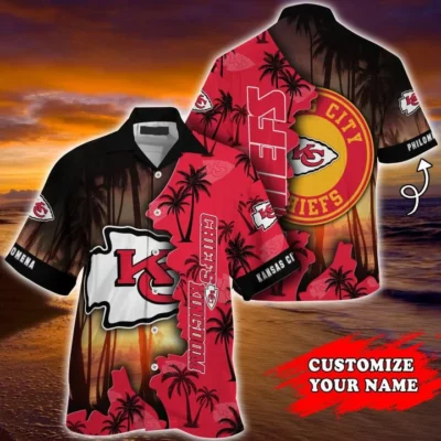 Personalized Kansas City Chiefs Sunset Palm Edition Hawaiian Shirt