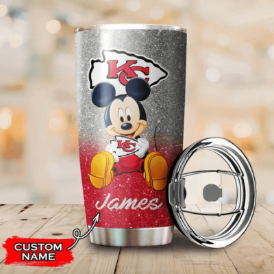 Personalized Mickey Hug Logo Kansas City Chiefs Tumbler