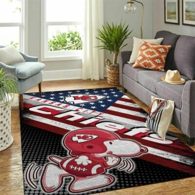 Snoopy Kansas City Chiefs Flag Design Living Room Area Rug