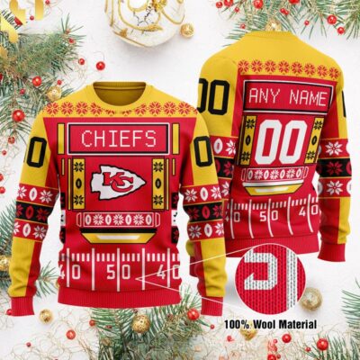 Kansas City Chiefs Game Day Scoreboard Ugly Christmas Sweater