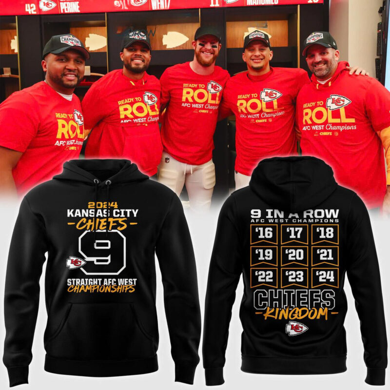 2024 Kansas City Chiefs 9 Straight AFC West Championships Hoodie