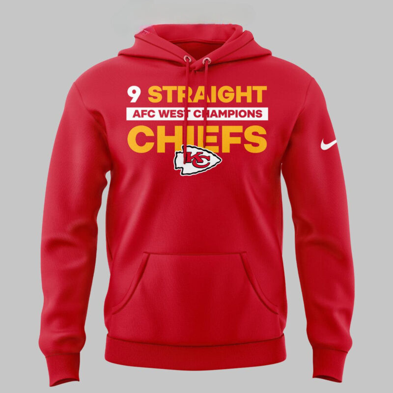 Kansas City Chiefs AFC West Champions 9 Straight 2024 Hoodie front