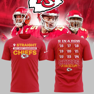 Kansas City Chiefs AFC West Champs Celebrate 9th Time Shirt