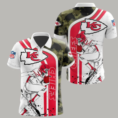 Kansas City Chiefs Camouflage Player 3D Polo Shirt