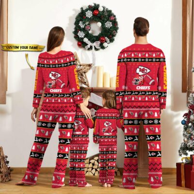 Kansas City Chiefs Festive Custom Holiday Pajamas back