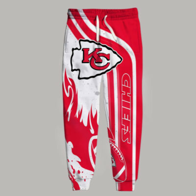 Kansas City Chiefs Flaming Football 3D Sweatpants