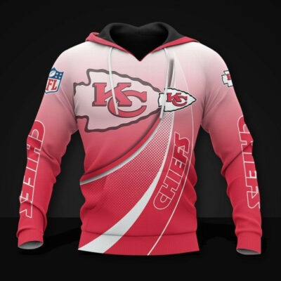 Kansas City Chiefs Gradient Curve 3D Hoodie front