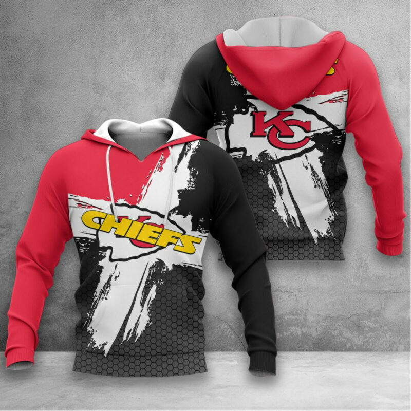 Kansas City Chiefs Hexagon Brushstroke 3D Hoodie