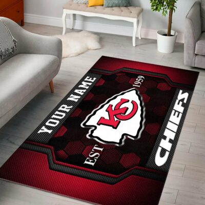 Kansas City Chiefs Personalized Heritage Rug livng room