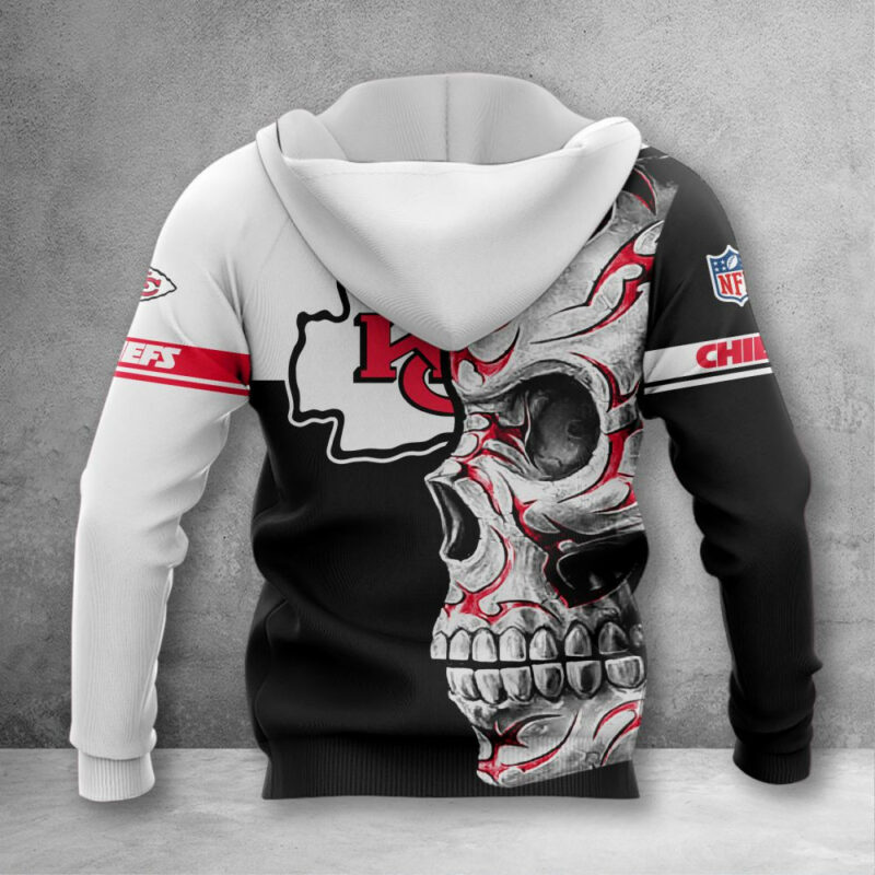 Kansas City Chiefs Skull Flame 3D Hoodie back