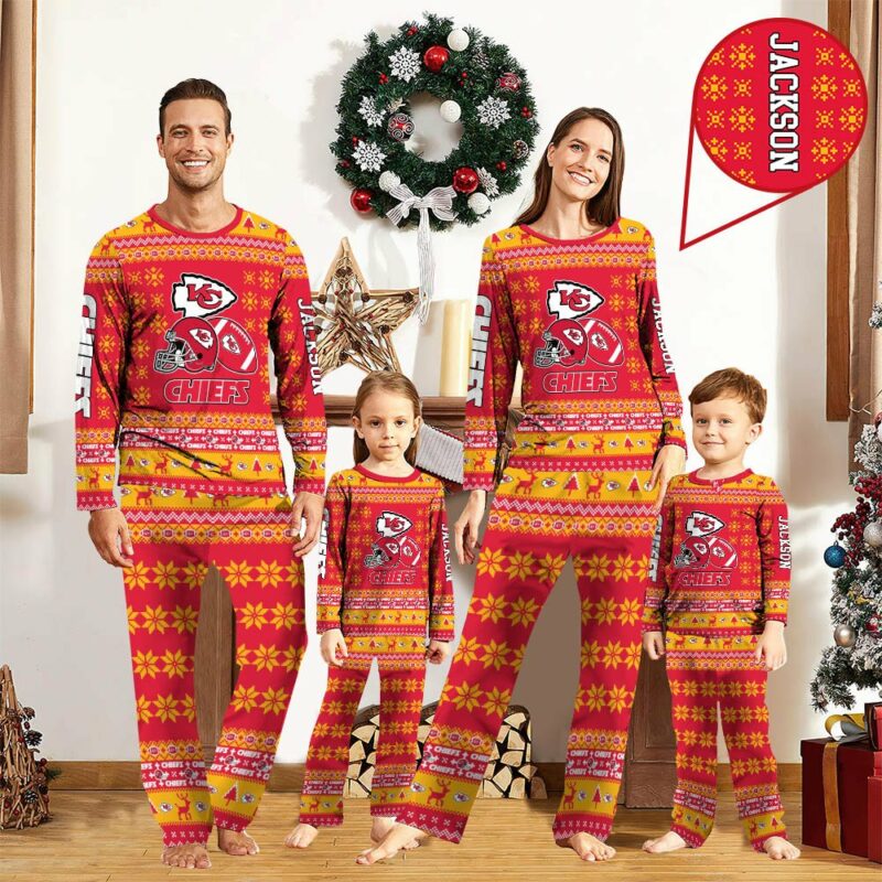 Personalized Kansas City Chiefs Festive Gridiron Pajamas