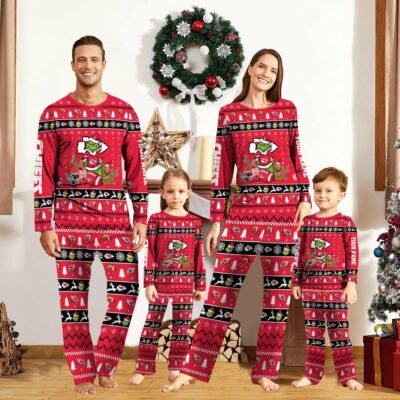 Personalized Kansas City Chiefs Grinchmas Cheer Pajamas